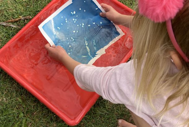 Cyanotypiforløb med SFO Gedsted skole